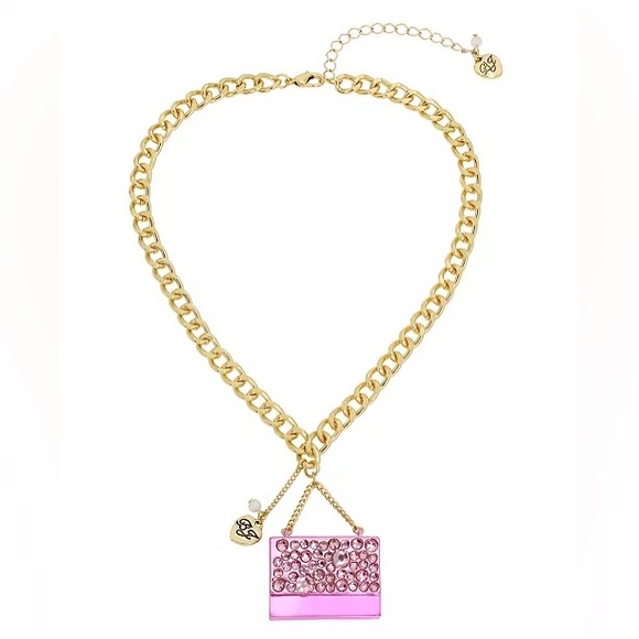 BETSEY JOHNSON Faux Stone Going All Out Purse Pendant Necklace New - Picture 2 of 5